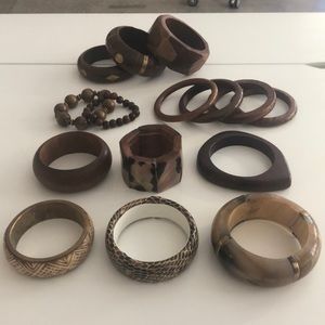 wood, metal and acrylic bangles (15)
